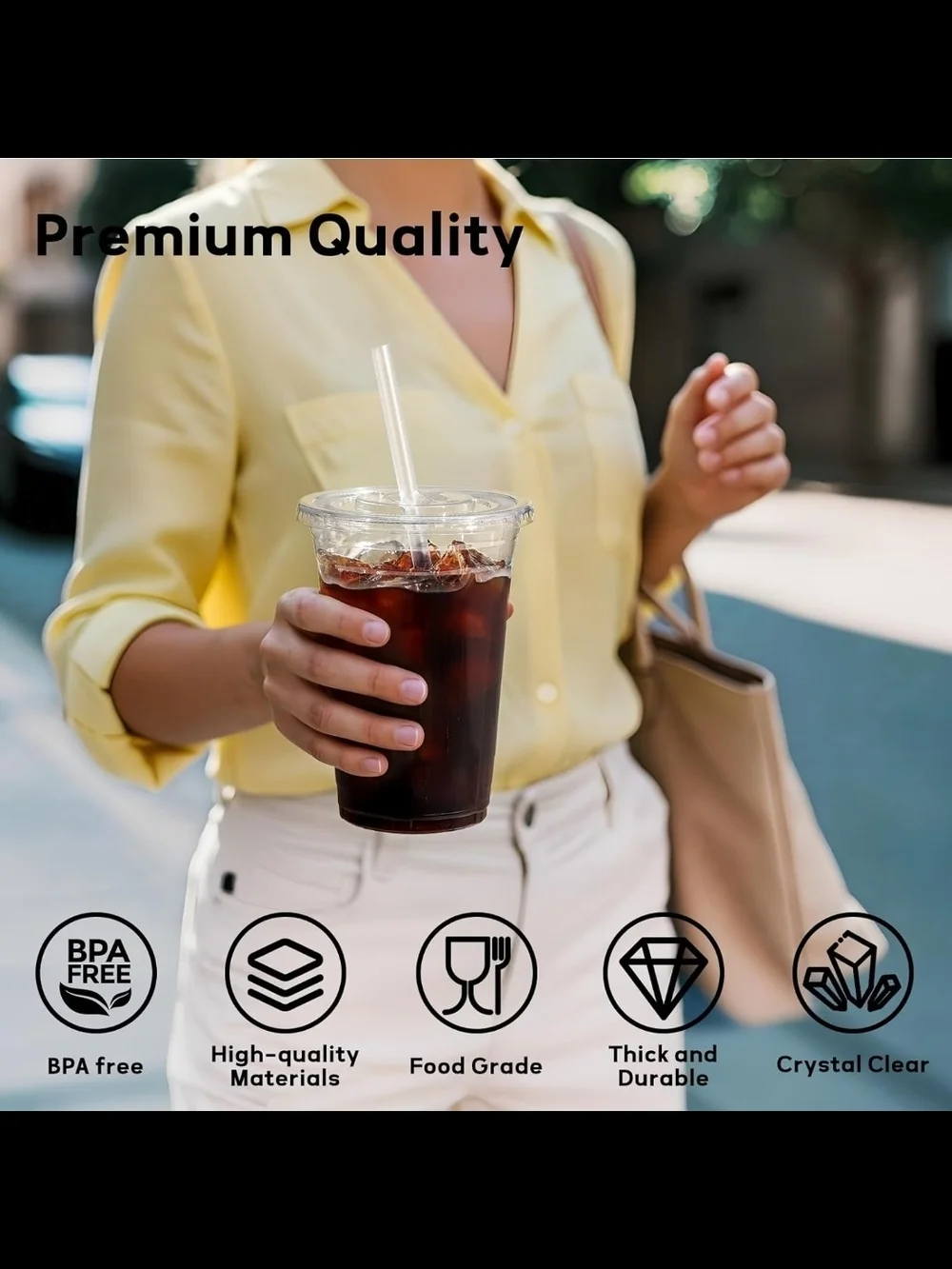 20oz Disposable Plastic Cups with Lids and Straws, 25 Pack, Durable & BPA Free